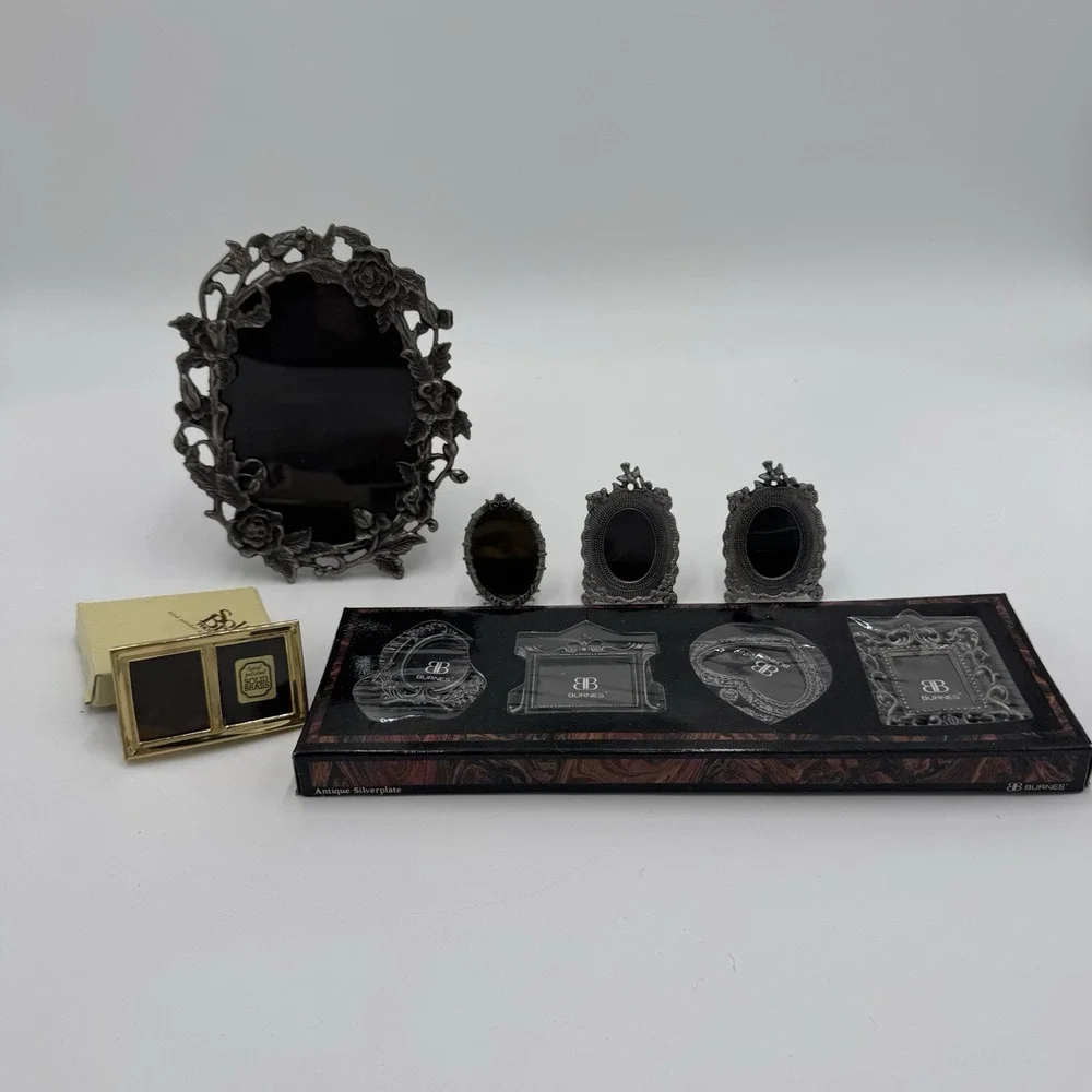 Vintage Picture Frame Lot 9 Burnes Boston Enesco Solid Brass Ornate Mini Frames
